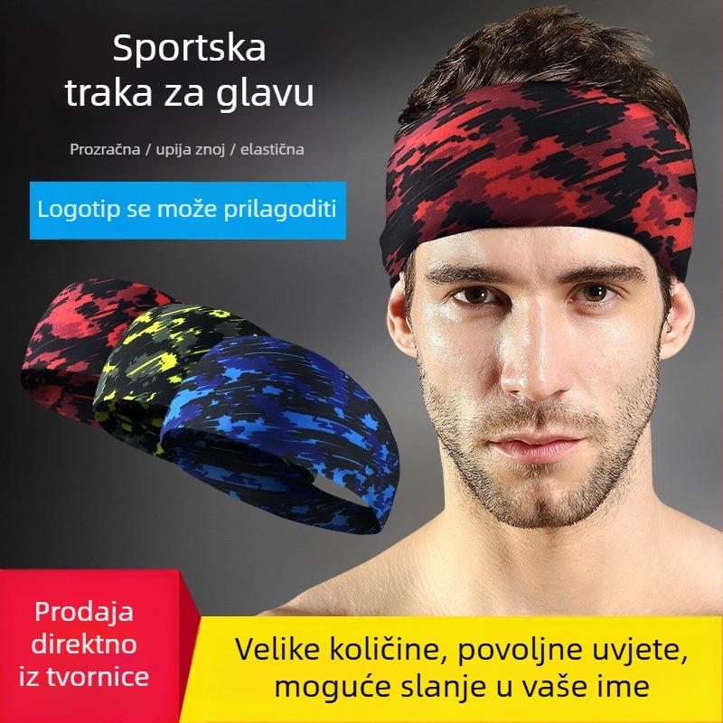 Kamuflažna Lycra traka za glavu, dišeća i upija znoj, za trčanje, fitness i ples (85% poliester, 15% spandex; šivanje)