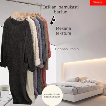 Ogrtač od Carding Cotton Wool – Gost materijal 201-250 g/m2, okrugli izrez, dugi rukavi, Za razonodu i spavanje