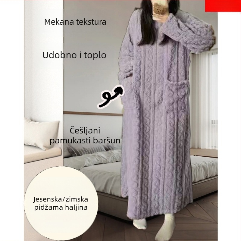 Ogrtač od Carding Cotton Wool – Gost materijal 201-250 g/m2, okrugli izrez, dugi rukavi, Za razonodu i spavanje