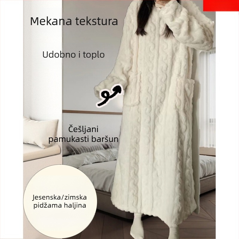 Ogrtač od Carding Cotton Wool – Gost materijal 201-250 g/m2, okrugli izrez, dugi rukavi, Za razonodu i spavanje