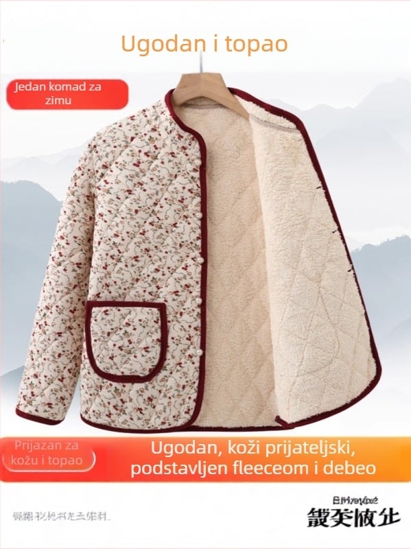 Ženski zimski kaput od pamuka s V ovratnikom, uski struk, debelo punjenje, standardna duljina