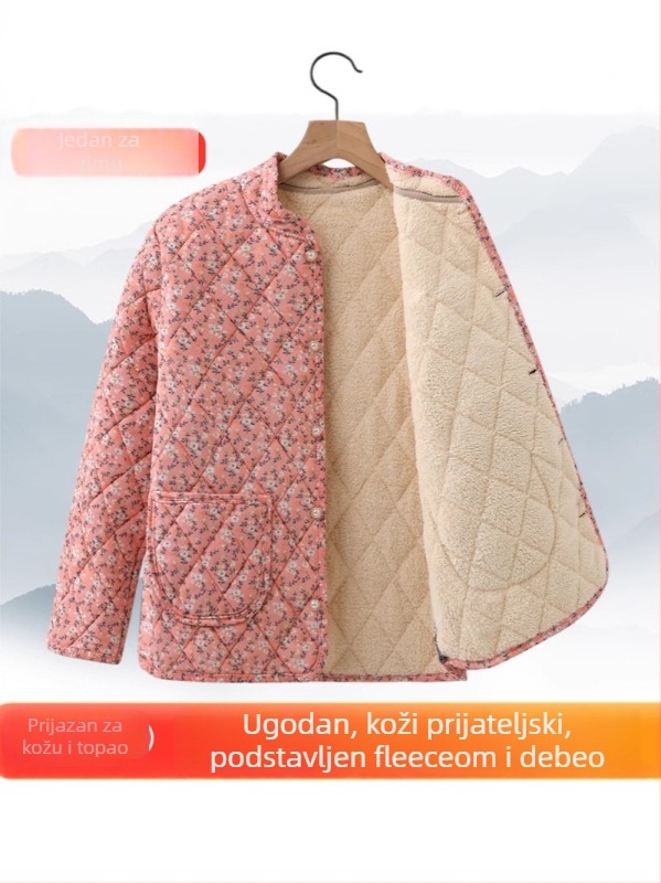 Ženski zimski kaput od pamuka s V ovratnikom, uski struk, debelo punjenje, standardna duljina