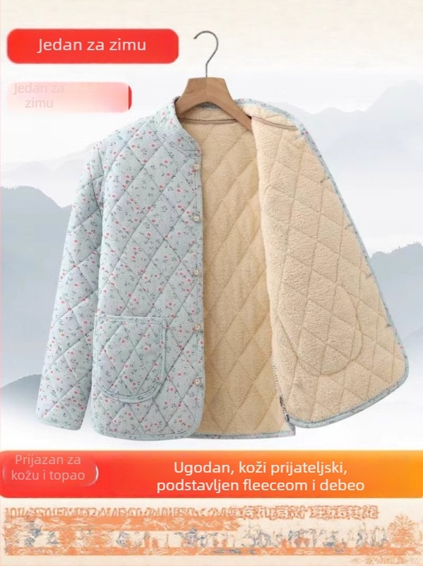 Ženski zimski kaput od pamuka s V ovratnikom, uski struk, debelo punjenje, standardna duljina