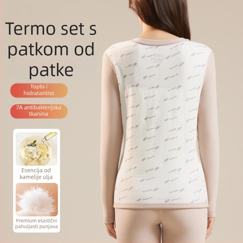 Ženski termo set baznog sloja: top i hlače s flecom, glavna tkanina poliester, podstava elastan, 181–200 g/m², zadržava toplinu