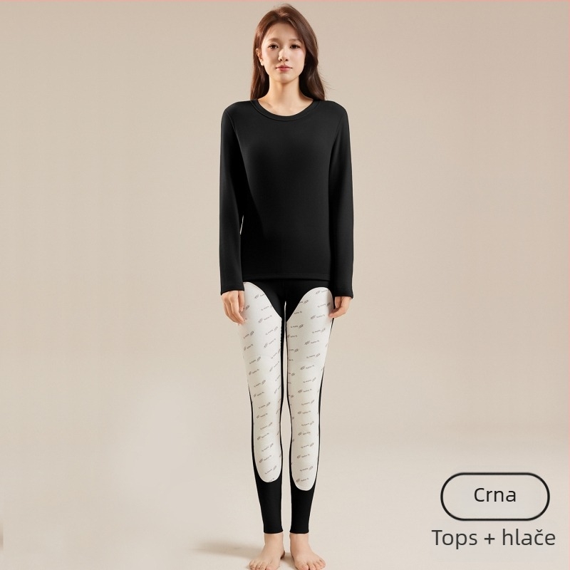 Ženski termo set baznog sloja: top i hlače s flecom, glavna tkanina poliester, podstava elastan, 181–200 g/m², zadržava toplinu