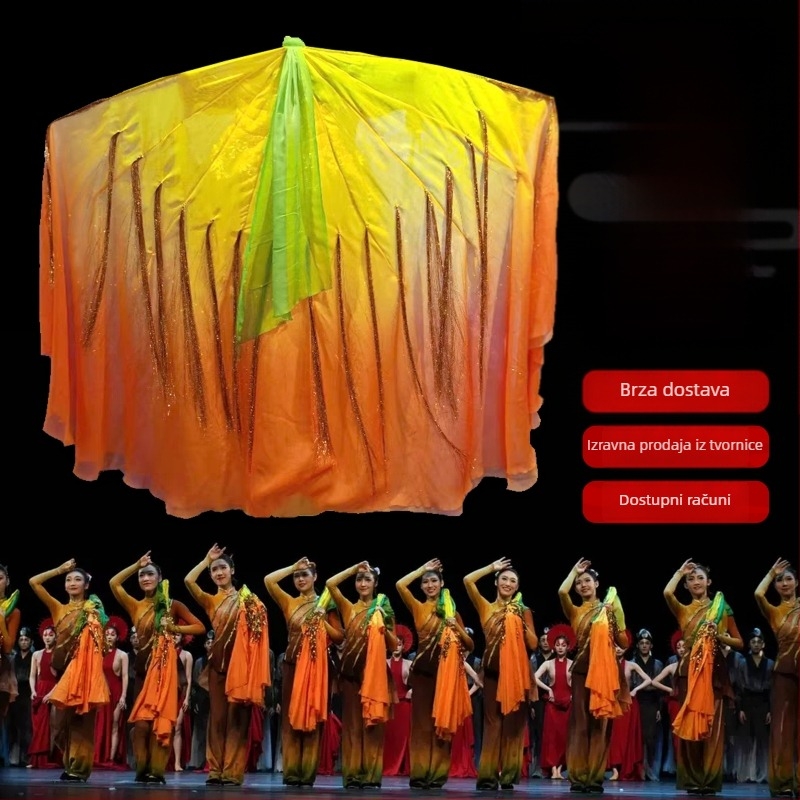 Plesni fan s motivom rižinih klasa za kineski stil klasičnog plesa — Brend Pretty Dancing Girl, Na skladištu, Odrasli, Proljeće 2025