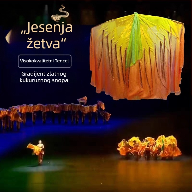 Plesni fan s motivom rižinih klasa za kineski stil klasičnog plesa — Brend Pretty Dancing Girl, Na skladištu, Odrasli, Proljeće 2025