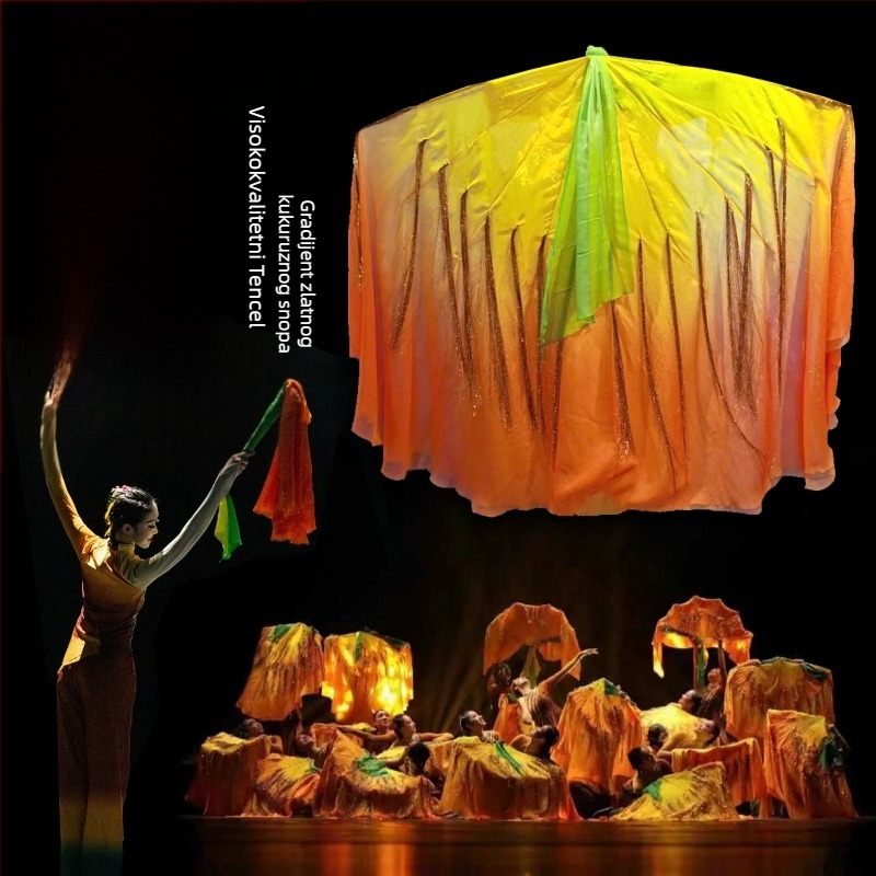 Plesni fan s motivom rižinih klasa za kineski stil klasičnog plesa — Brend Pretty Dancing Girl, Na skladištu, Odrasli, Proljeće 2025