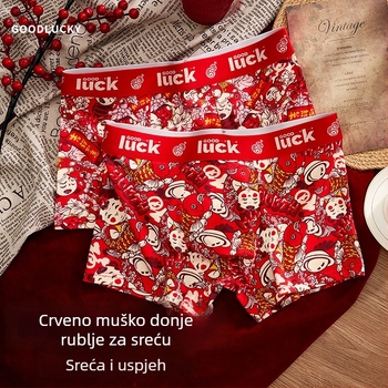 Muške prozračne bokserice s printom, udobne, srednje visine struka