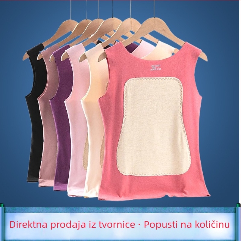 Ženska bezšivna termalna vesta s dvostrukim velurom, kapuljačom, debeli osnovni sloj