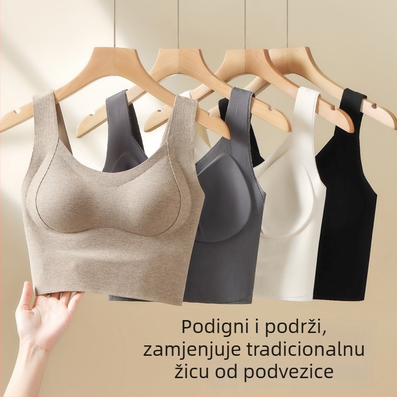 Ženska termalna vesta za jesen/zimu s ugrađenim jastučićima za dojke, dvostruki sloj, najlon, unutarnji velur