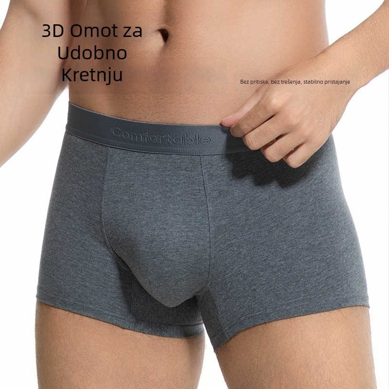 Muške bokserice od pamuka klase A, antibakterijske, prozračne, 90-95% pamuka, srednja visina struka