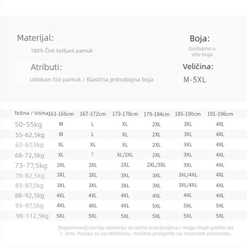Muški set termalnog donjeg i gornjeg od 100% pamuka – prozračan i antibakterijski, umjerena toplina, 220 g/m², za muškarce 18–40 godina
