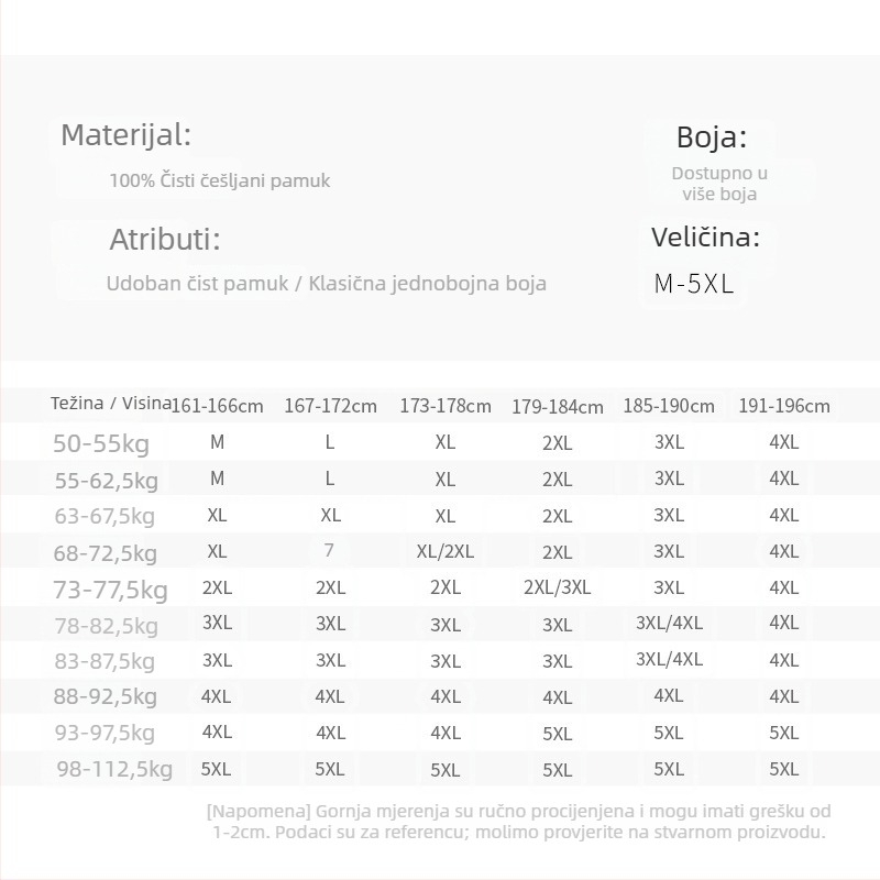 Muški set termalnog donjeg i gornjeg od 100% pamuka – prozračan i antibakterijski, umjerena toplina, 220 g/m², za muškarce 18–40 godina