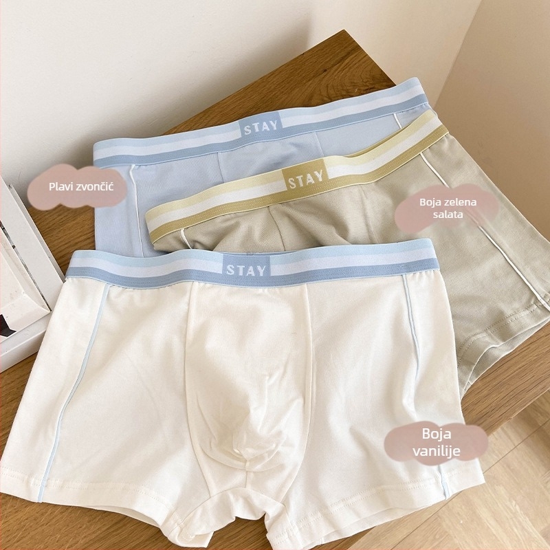 Muške pamučne bokserice, prozračne, brzo se suše, antibakterijske, srednjeg struka, pleteni materijal
