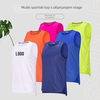 Muška sportska vestа — poliester, brzo sušenje, bez rukava, za trčanje, ljeto