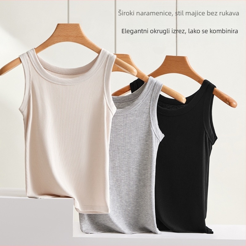 Miyisi modalni top sa širokim ramenima, okrugli izrez, za sve sezone, 90–95% viskoze