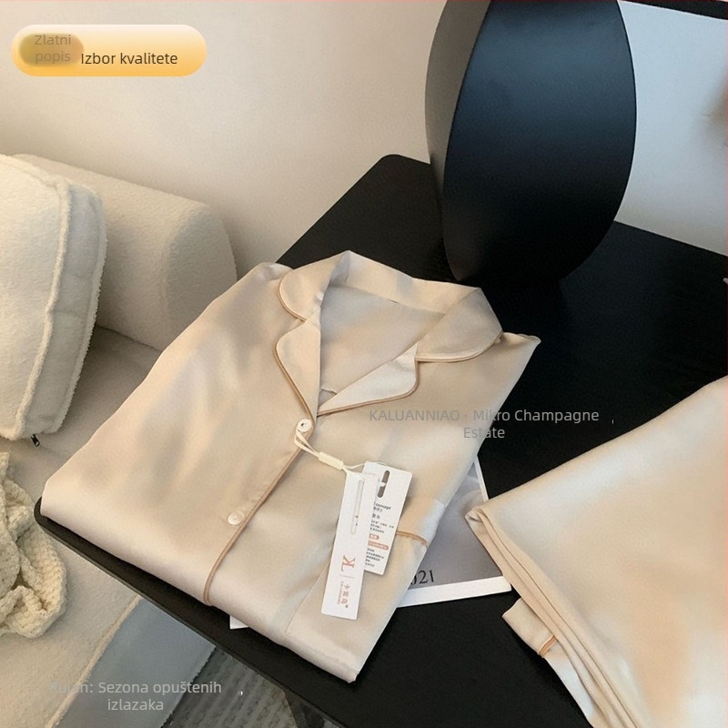 Ženski pijama set od mulberry svile, inspiriran zvijezdama, za proljeće i ljeto, luksuzno i udobno kućno odijevanje.