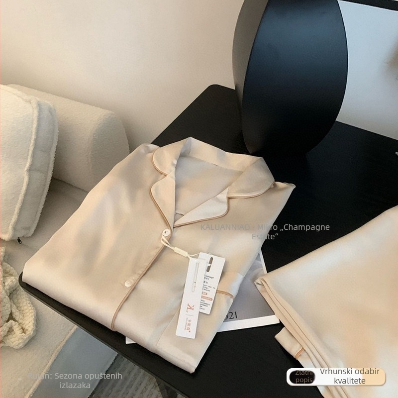 Ženski pijama set od mulberry svile, inspiriran zvijezdama, za proljeće i ljeto, luksuzno i udobno kućno odijevanje.