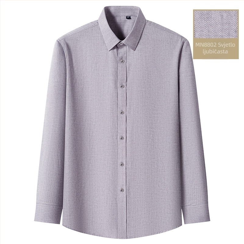 Muška košulja s fleece podstavom, 100% pamuk, herringbone uzorak, dugi rukav, ovratnik s gumbima