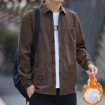 Corduroy košulja jakna, opušten kroj, kvadratni ovratnik, dugi rukav, zima 2025