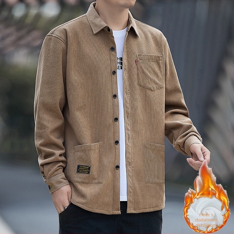 Corduroy košulja jakna, opušten kroj, kvadratni ovratnik, dugi rukav, zima 2025