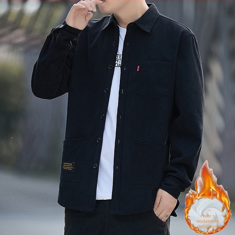 Corduroy košulja jakna, opušten kroj, kvadratni ovratnik, dugi rukav, zima 2025