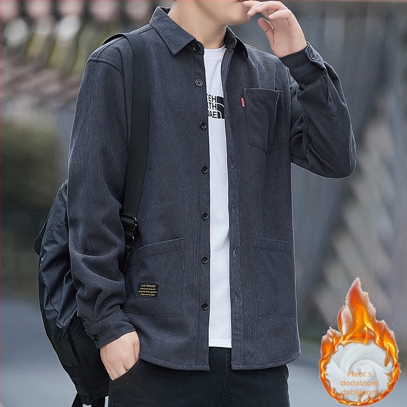 Corduroy košulja jakna, opušten kroj, kvadratni ovratnik, dugi rukav, zima 2025