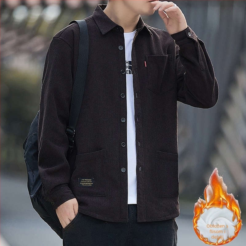 Corduroy košulja jakna, opušten kroj, kvadratni ovratnik, dugi rukav, zima 2025