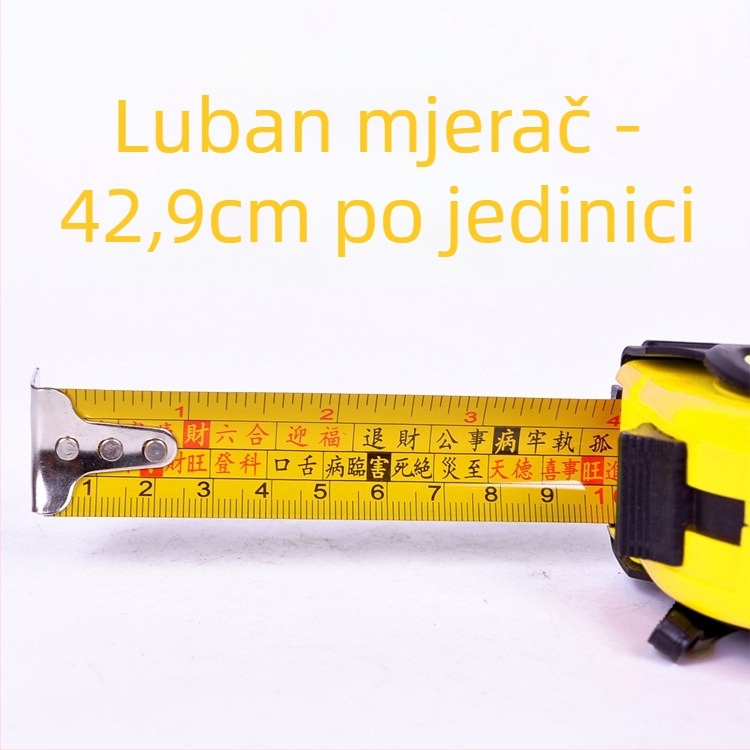 Luban mjerač Henghuo – mjeračka traka za stolariju; širina 19 mm ili 25 mm; metrički/imperijalni sustav; za vrata, prozore i namještaj