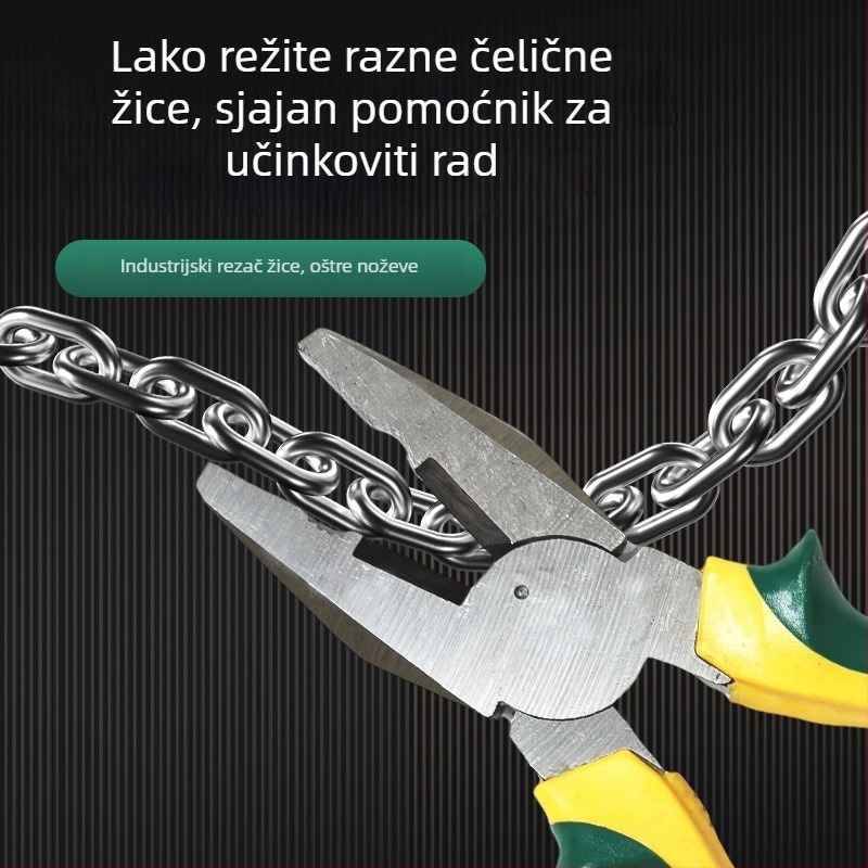 Set kliješta: kliješta s blokadom (vise grip), kliješta za žicu, diagonalne kliješta, kliješta s nosom; ukupna duljina 200 mm; čeljusti od Malle steel; PVC drške; kapacitet rezanja 4 mm