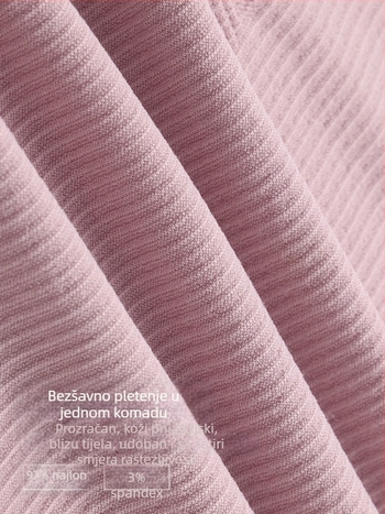 Ženski bešavni top za jogu, prozračan, jednobojna tkanina, najlon 97% spandeks 3%, kratki rukavi, slim fit, dužina do bokova