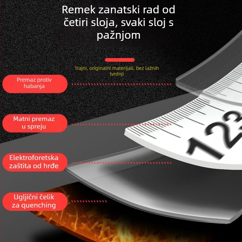 Mjerna traka Yushun — automatsko zaključavanje, čelična traka, otporna na padove (Marka: Yushun; Tip: Mjerna traka; Materijal: Čelik; Zatvaranje: Automatsko; Otpornost: Padovi)