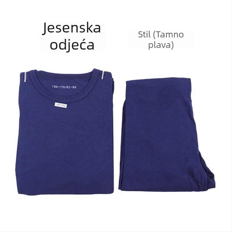 Jesensko-vojnički inspirirani termalni komplet s dugim rukavima i hlačama — debljina 251–300 g/m², okrugli izrez, muškarci 18–40 godina
