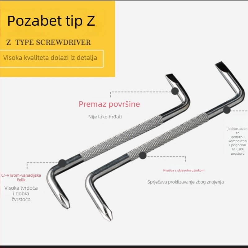 Mini odvijač u obliku Z s magnetskom dvostrukom glavom i križnim vrhom — Lion Tools