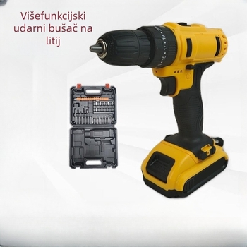 Bežična bušilica s Li-ion baterijom, četkasti motor, više brzina, čeljust za bitove, perkusijska funkcija