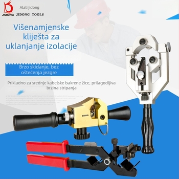 Ručne višefunkcionalne elektroinstalacijske kliješta za skidanje izolacije — krušna usta, promjer skidanja izolacije 12–40, CR45 drška, čeljusti od alatnog čelika