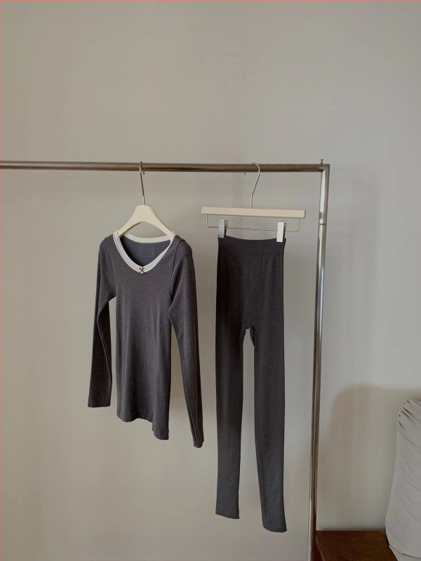 Ženski bezšavni termalni set za jesen/zimu, s podizanjem stražnjice i oblikovanjem struka, nježan prema koži, top i hlače koji se mogu nositi i kao vanjska odjeća