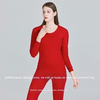 Unisex set termo donjeg rublja od 100% pamuka s antibakterijskom zaštitom, crveni znak godine po zodiju Yu Zhaolin – gornji dio s dugim rukavima i hlače
