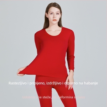 Unisex set termo donjeg rublja od 100% pamuka s antibakterijskom zaštitom, crveni znak godine po zodiju Yu Zhaolin – gornji dio s dugim rukavima i hlače