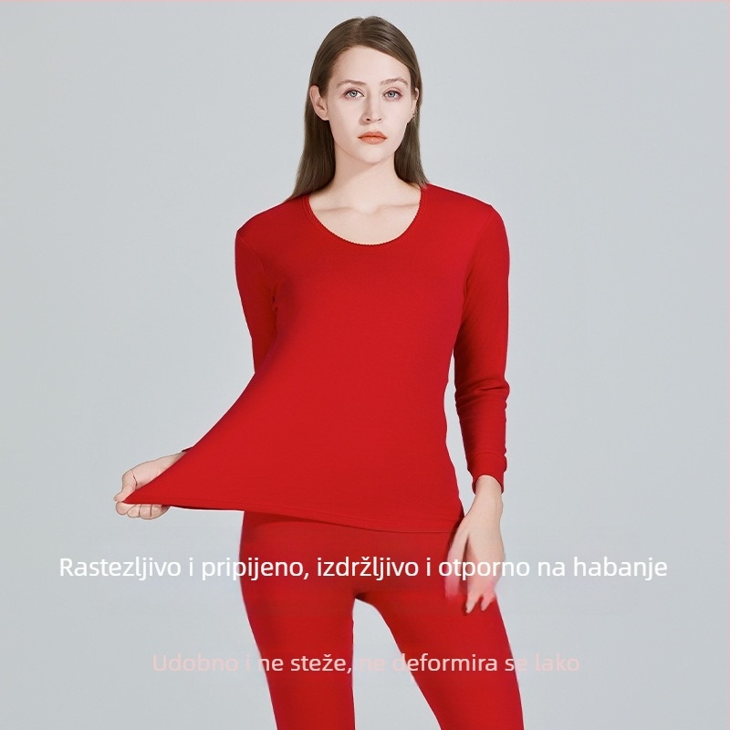 Unisex set termo donjeg rublja od 100% pamuka s antibakterijskom zaštitom, crveni znak godine po zodiju Yu Zhaolin – gornji dio s dugim rukavima i hlače