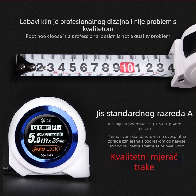 GCRAFT mjerni traka, samozaključavajuća, visoka preciznost, nehrđajući čelik, otporna na habanje
