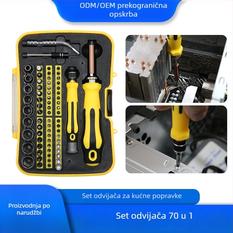 Prilagođeni 70-u-1 višenamjenski set odvijača s preciznim bitovima, jakim magnetom i zaštitom od ispadanja, ručni alati za popravke