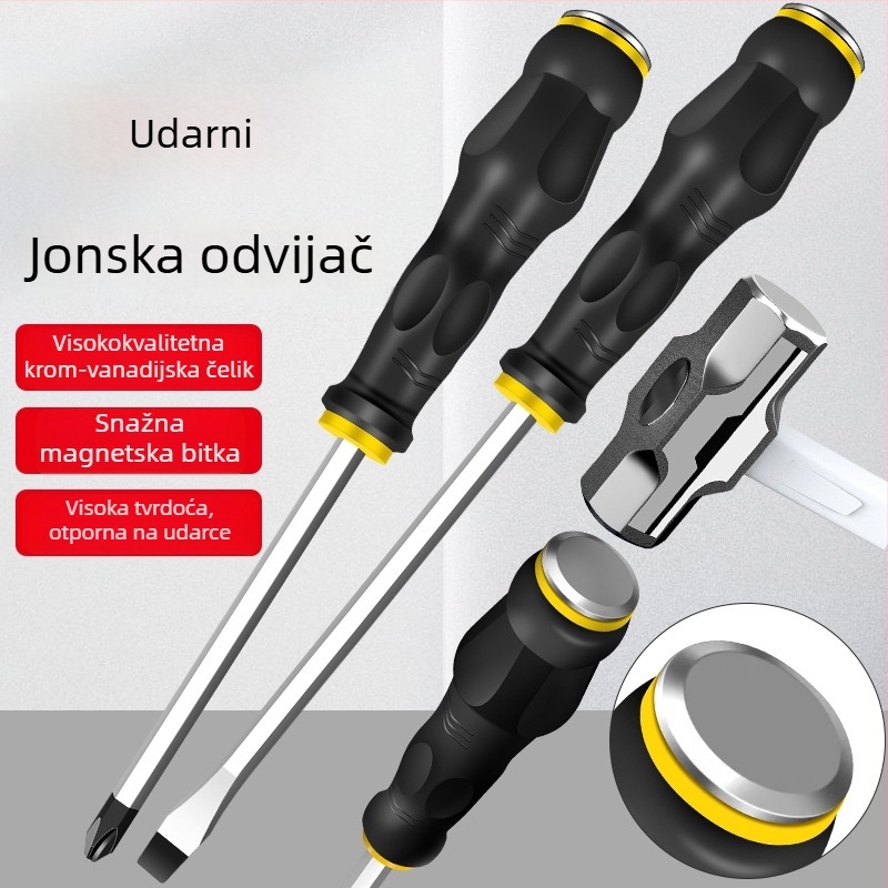 Komplet odvijača s Phillipsom i ravnim vrhom, magnetski, krom-vanadijski čelik, PP ručka, težina 0,12 kg