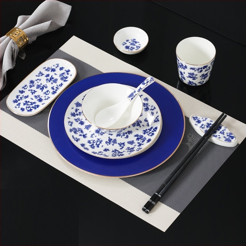 Porcelanski hotelski set posuđa, trodijelni set, kineskog stila, mogućnost prilagodbe logotipom, pakiranje u poklon kutiju