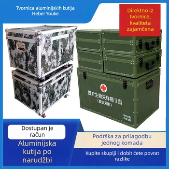 Kamuflirana aluminijska kutija za trening i transport, avionska i mehanička oprema, kutija za instrumente, kutija spremnosti za borbu