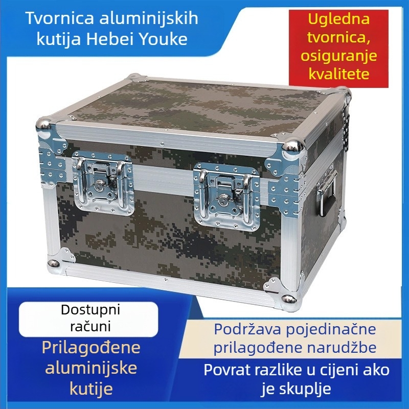 Kamuflirana aluminijska kutija za trening i transport, avionska i mehanička oprema, kutija za instrumente, kutija spremnosti za borbu