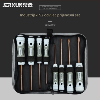 JERXUN S2 set odvijača, 9 kom, magnetski, S2 alatna čelica, Philips, Pozidriv, ravni odvijač, višenamjenski