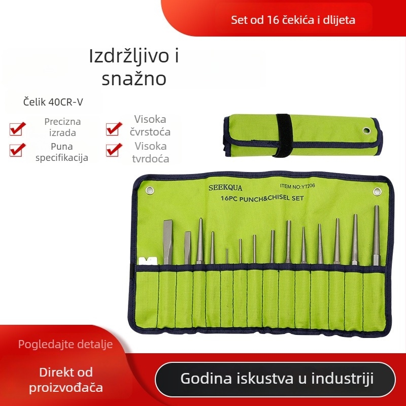 16-dijelni set punching chisels s prijenosnom roll torbom za popravak automobila