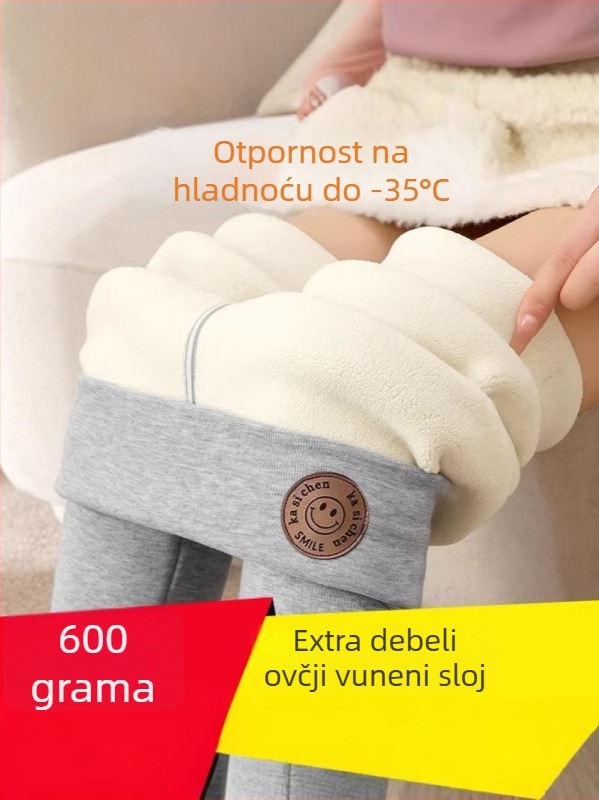 Ženske tajice s flis podstavom, jesen-zimski stil, debele pamukne tajice s fleksom, plus veličina, termalne tajice s ovčjim fleesom